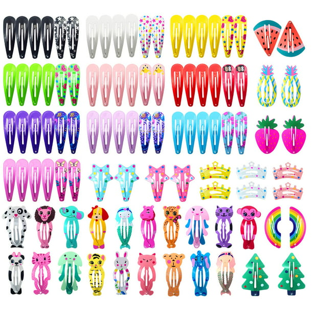 30PCs Lovely Women Candy Color Paint Hair Snap Clip Hairpin Barrette Gifts 